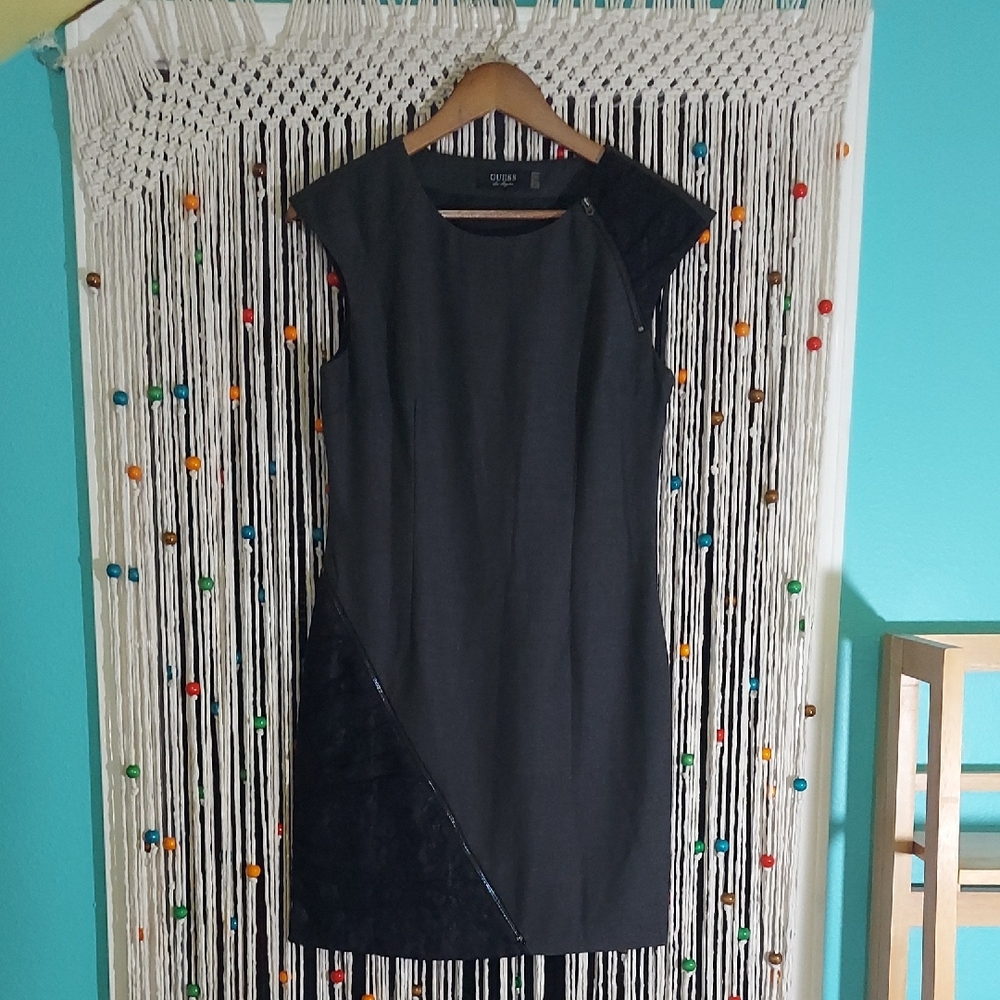 Guess Gray Mini Dress with Zippers And Lace Accents